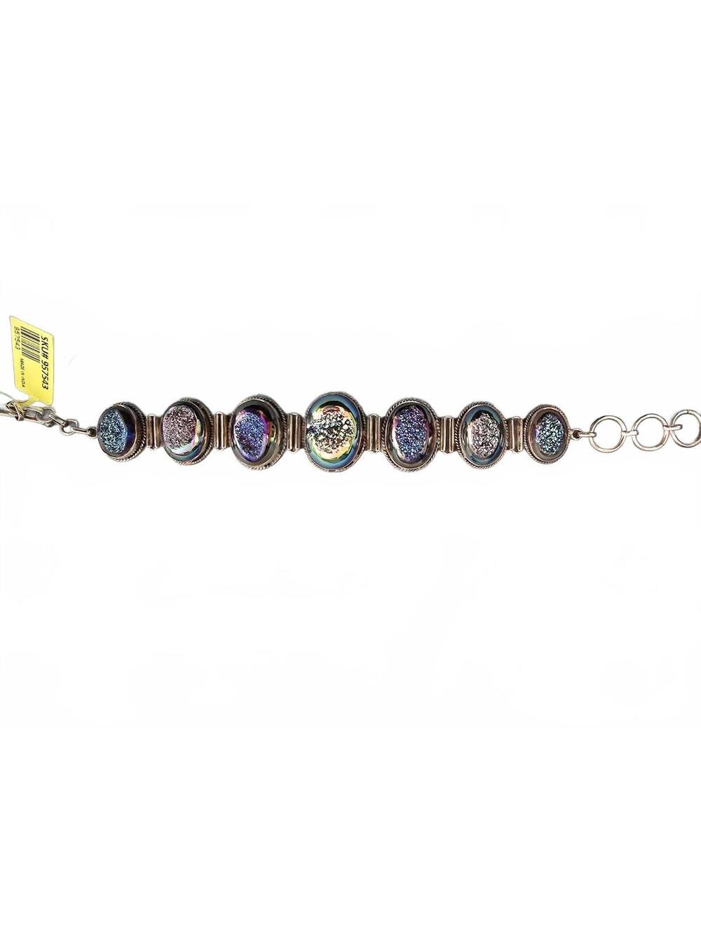Chuck Clemenc Sterling Silver Titanium Druzy Quartz Bracelet